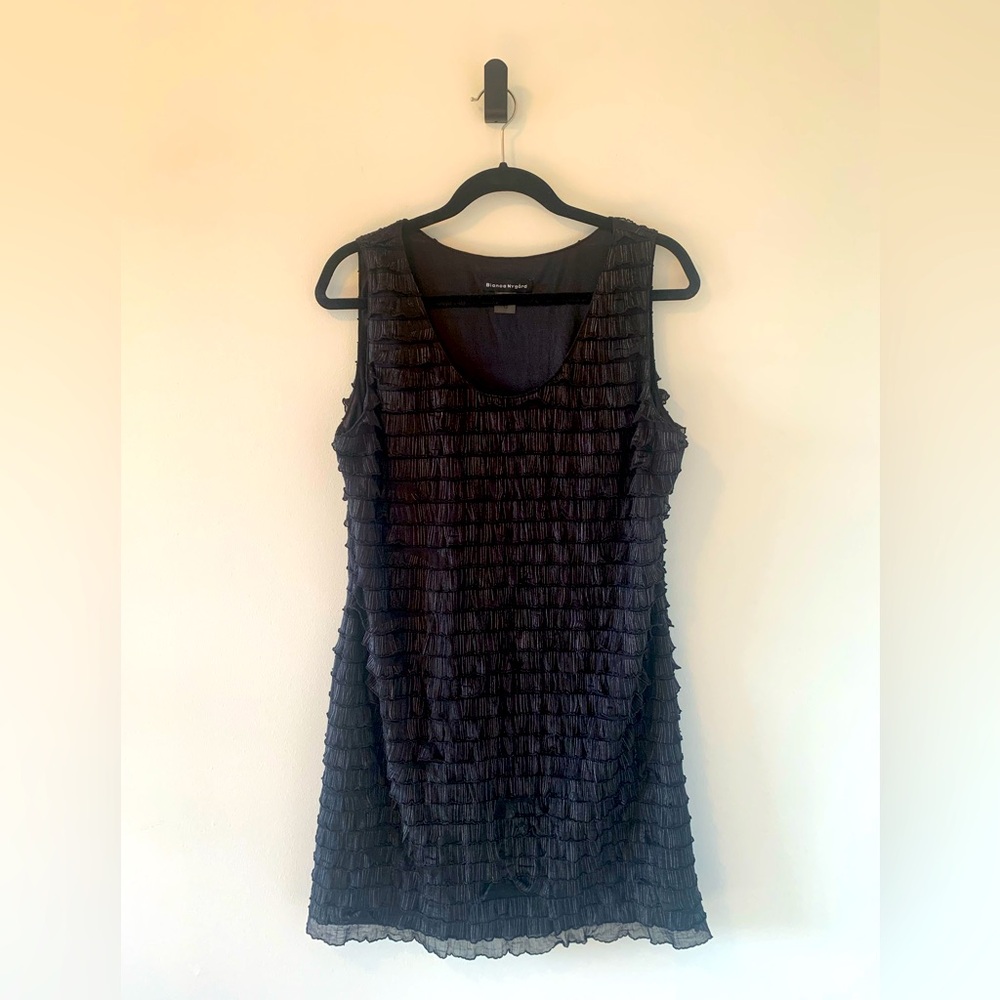 Bianca Nygard Black Sleeveless Ruffle Dress Size L